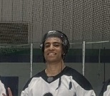 Lorenzo Hall in hockey gear